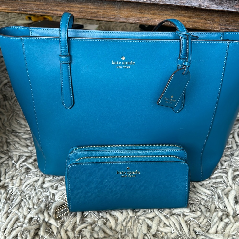 Set Turquoise Tote and wallet Kate spade